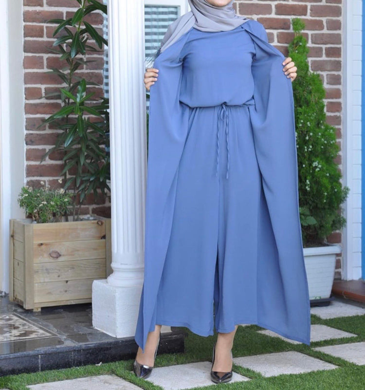 Elegant Modest Jumpsuit with Flowing Gown Overlay