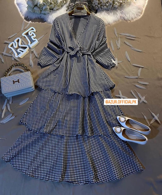 Gingham Tiered Cotton Maxi Dress