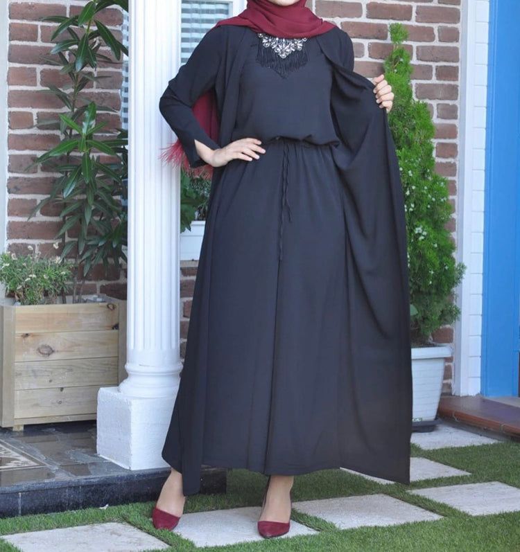 Elegant Modest Jumpsuit with Flowing Gown Overlay