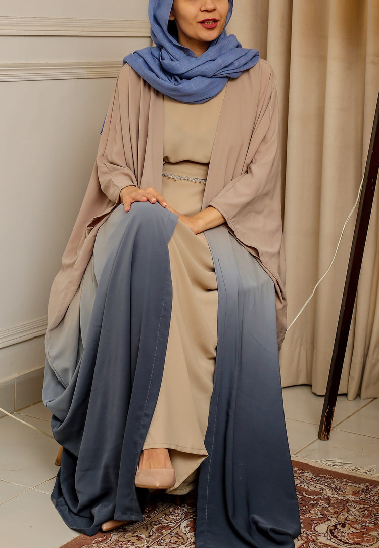 Ombre Elegance Georgette Dress with Cape