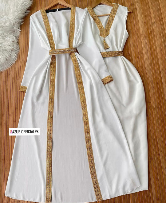 Lace Trimmed Elegance Abaya Set