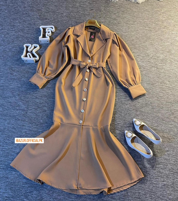 Elegant Button-Down Flared Dress
