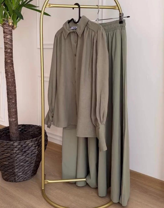 Cotton Shirt & Skirt Set