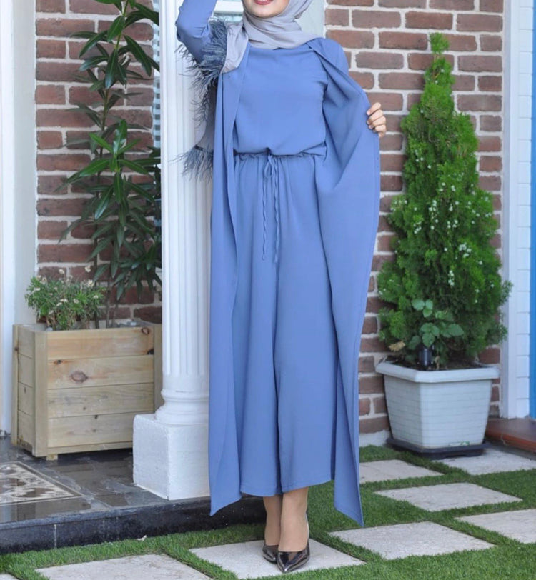 Elegant Modest Jumpsuit with Flowing Gown Overlay