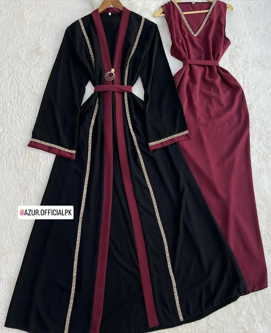 Elegant Embellished Abaya Set – Double Georgette Inner & Gown