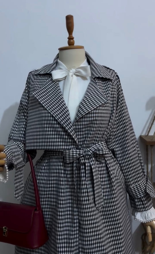 Classic Checkered Cotton Coat with Georgette Inner