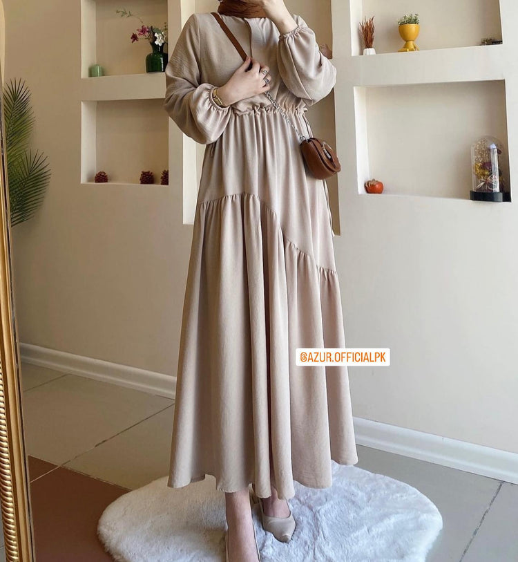 Elegant Asymmetrical Drawstring Maxi
