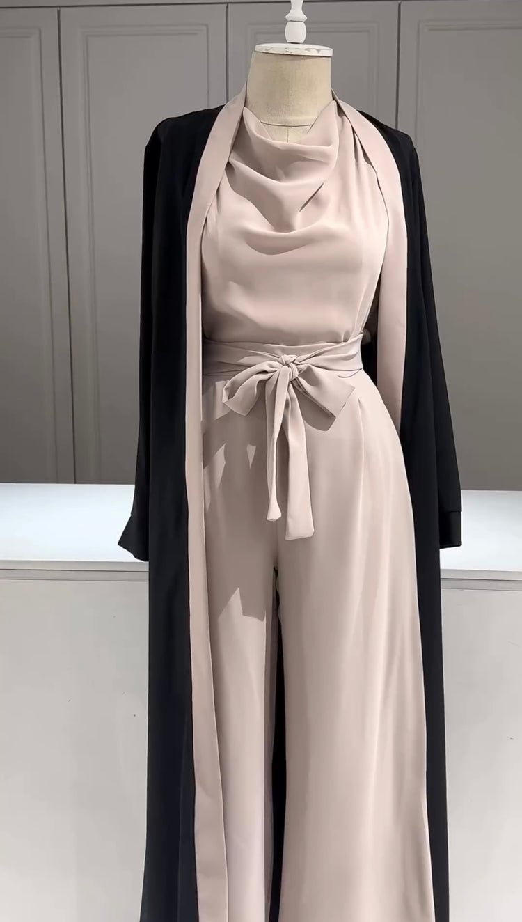 Elegant Double Georgette Jumpsuit & Gown Set