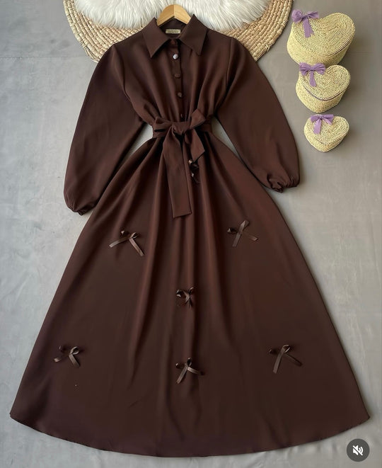 Elegant Bow-Tie Long Dress