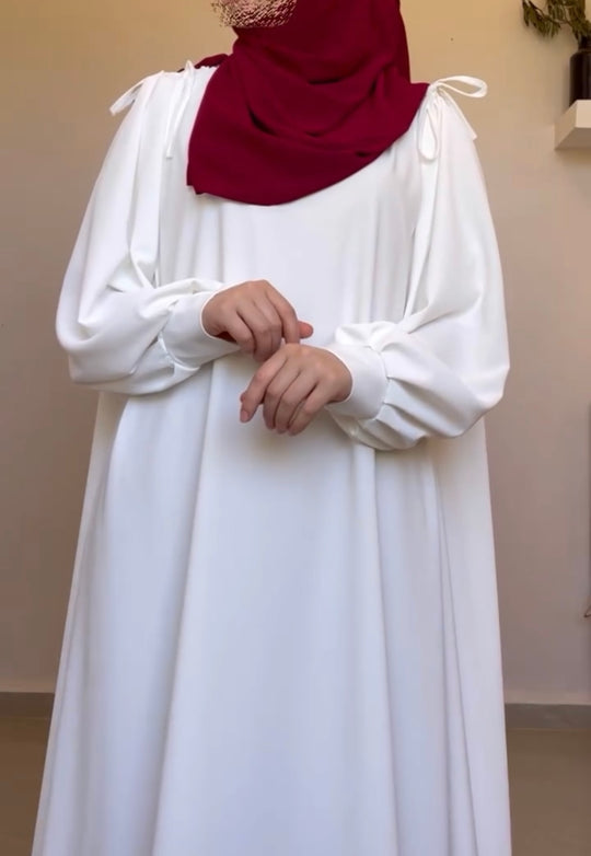 Bow-Shoulder Double Georgette Abaya