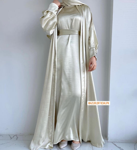 Elegant Champagne Silk Gown Set