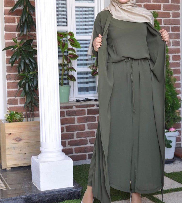 Elegant Modest Jumpsuit with Flowing Gown Overlay
