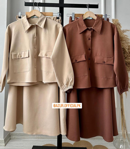 Chic Double Georgette Shirt & Skirt Set