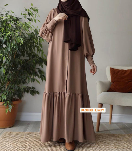 Button Down Abaya with Frill
