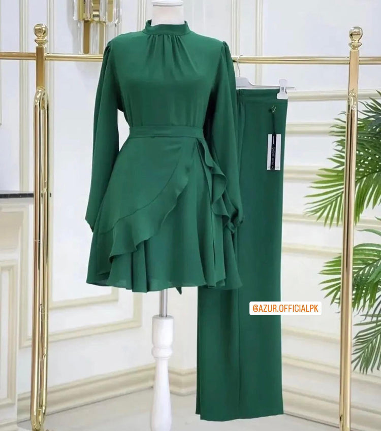 Asymmetrical Ruffle Peplum Set
