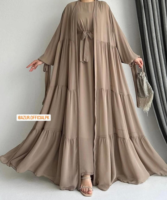 Ruffle Tiered Gown Abaya Set