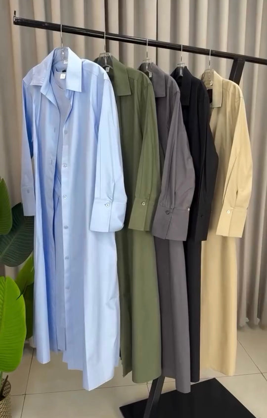 Classic Cotton Shirt Dress Set