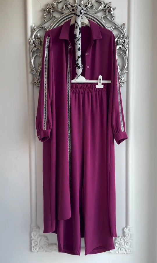 Double Georgette Co-Ord Set with Trim