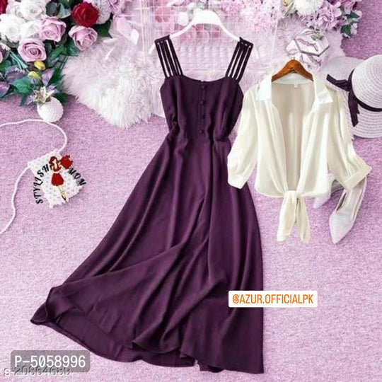 Strap Midi Dress with White Shirt