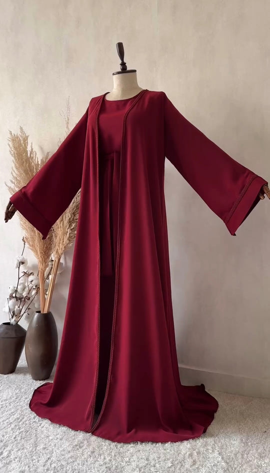 Elegant Open Front Abaya Set – Double Georgette