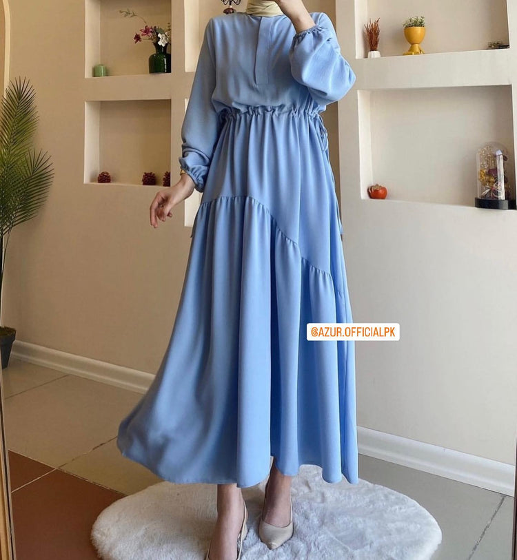 Elegant Asymmetrical Drawstring Maxi