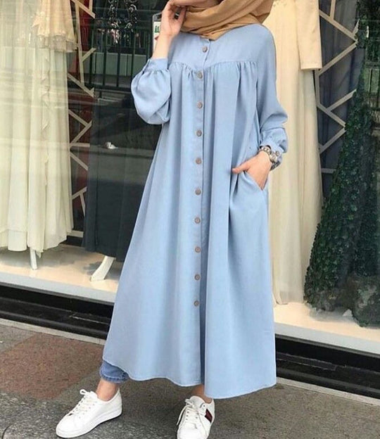 Sky Blue Button-Down Abaya