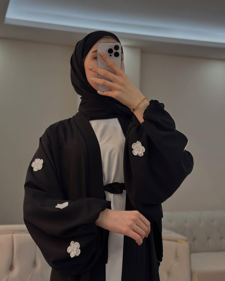 Floral Embellished Abaya Set