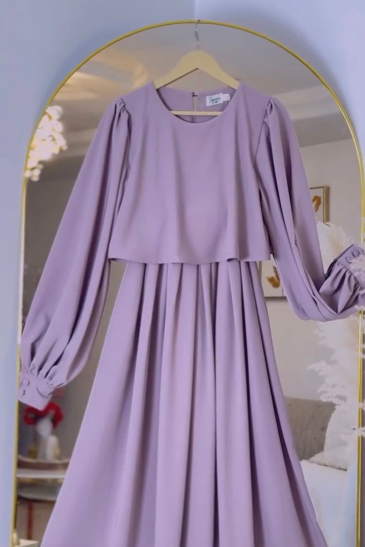 Flowy Double Georgette Dress with Draped Sleeves