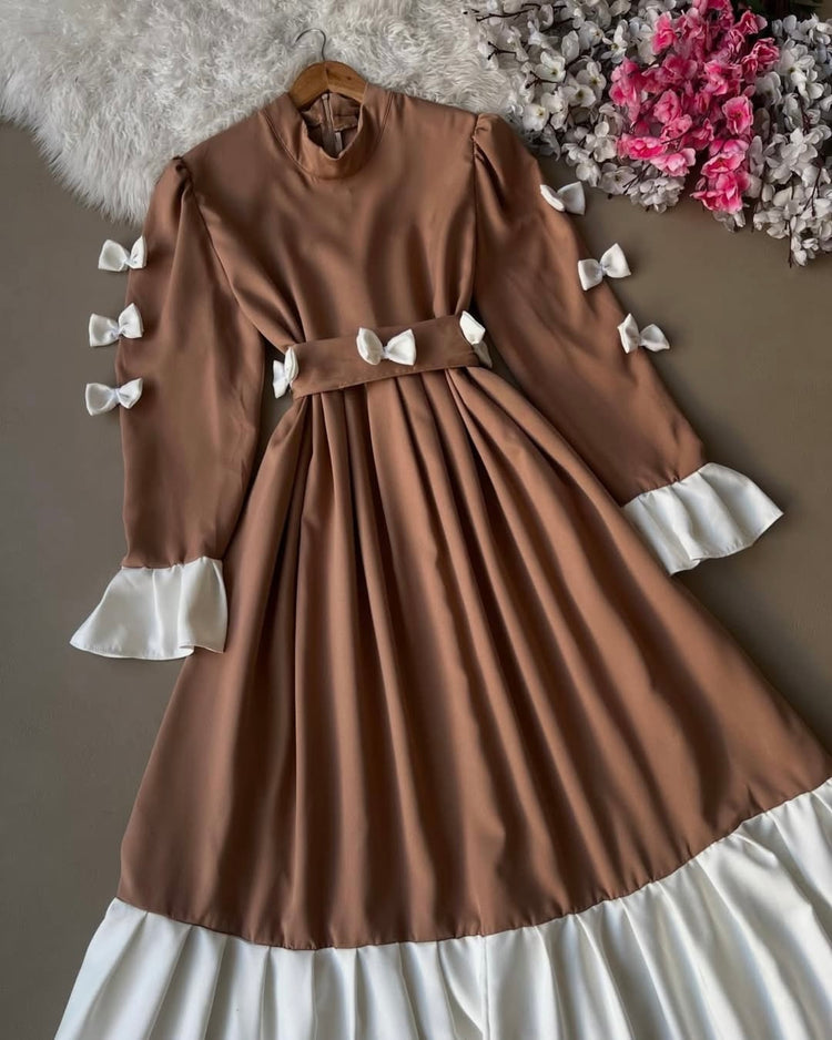 Maxi Dress with Bow Detail – Double Georgette
