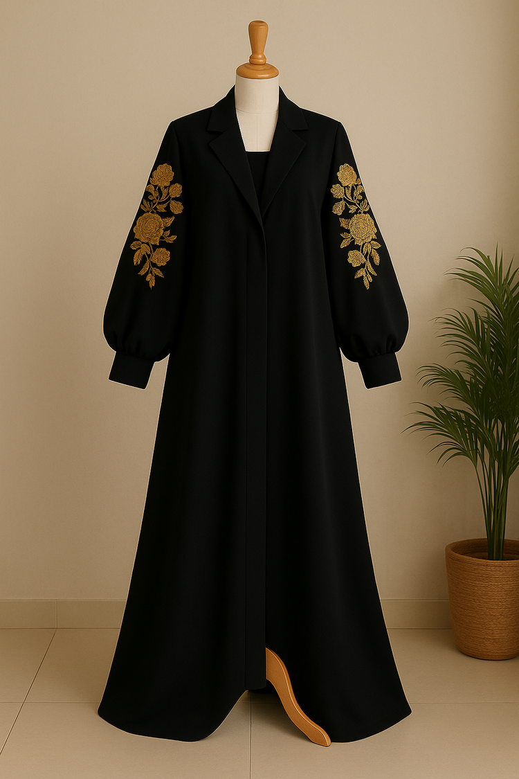 Black Embroidered Abaya Set