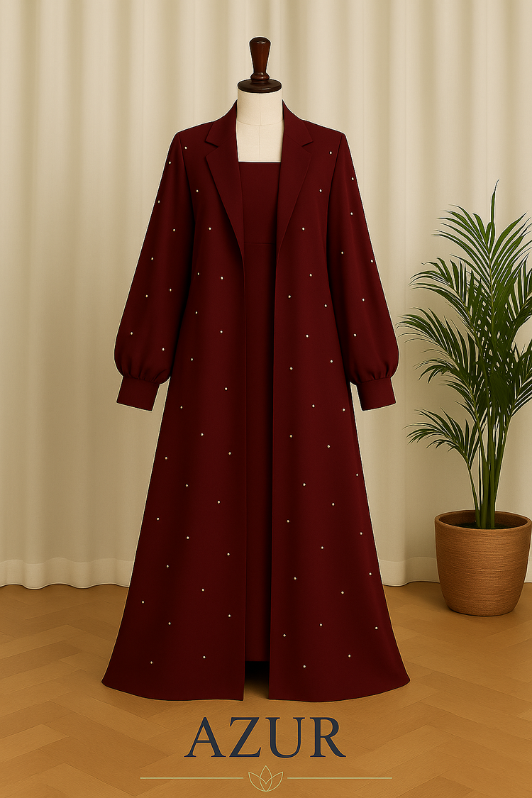 Embellished Pearl Abaya Set