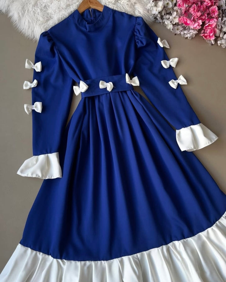 Maxi Dress with Bow Detail – Double Georgette