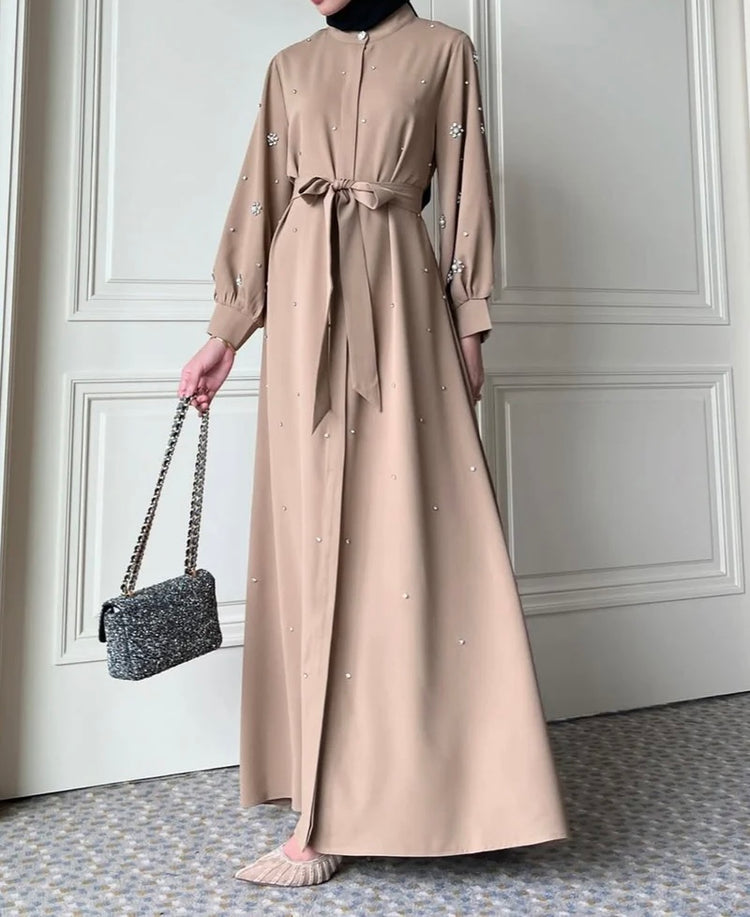 Embellished Pearl Blossom Abaya
