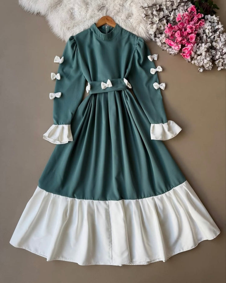Maxi Dress with Bow Detail – Double Georgette