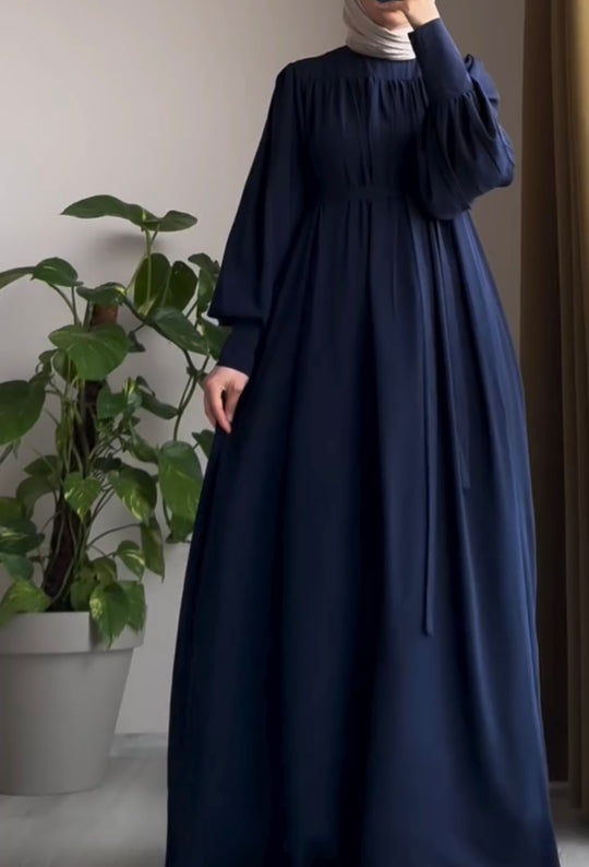 Pleated Sleeve Abaya in Double Georgette