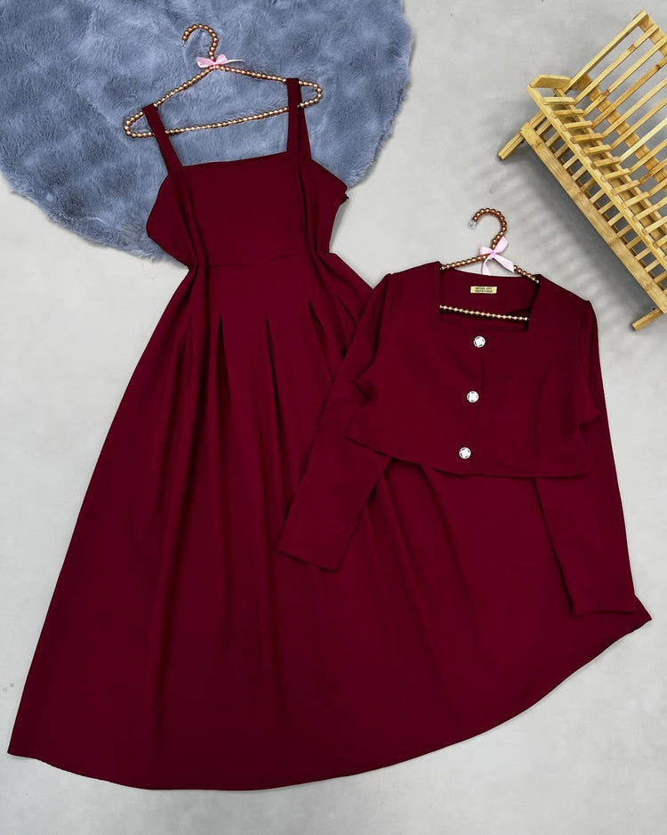 Elegant Two-Piece Flare Dress Set – Double Georgette