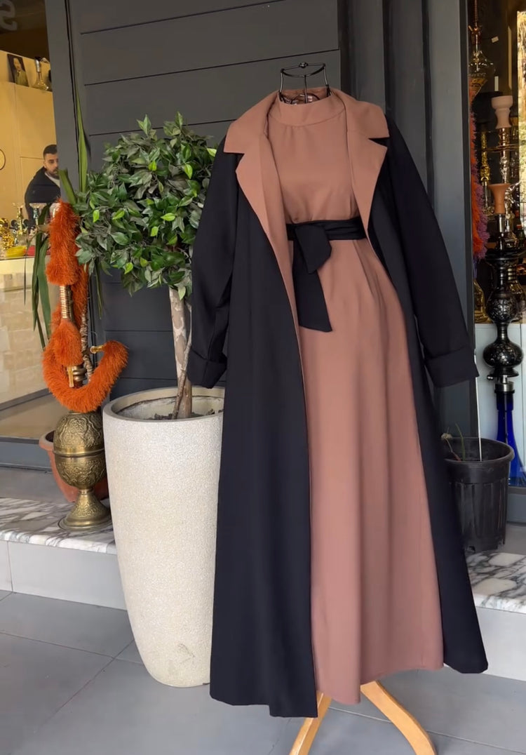 Elegant Double Georgette Inner Dress with Overcoat Gown