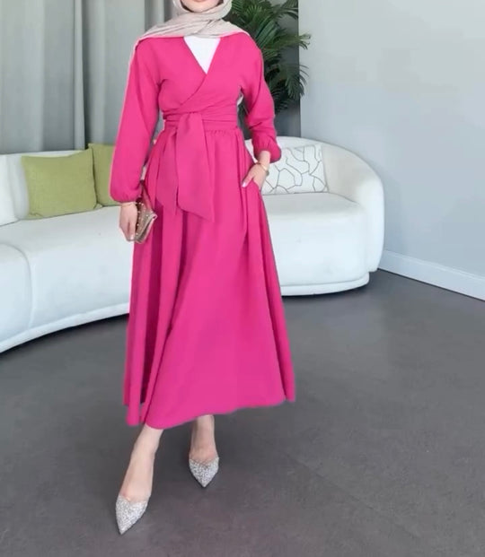 Fuchsia Wrap Around Georgette Maxi Set