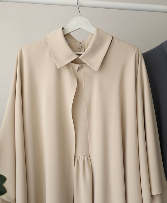 Elegant Double Georgette Maxi with Cape Overlay