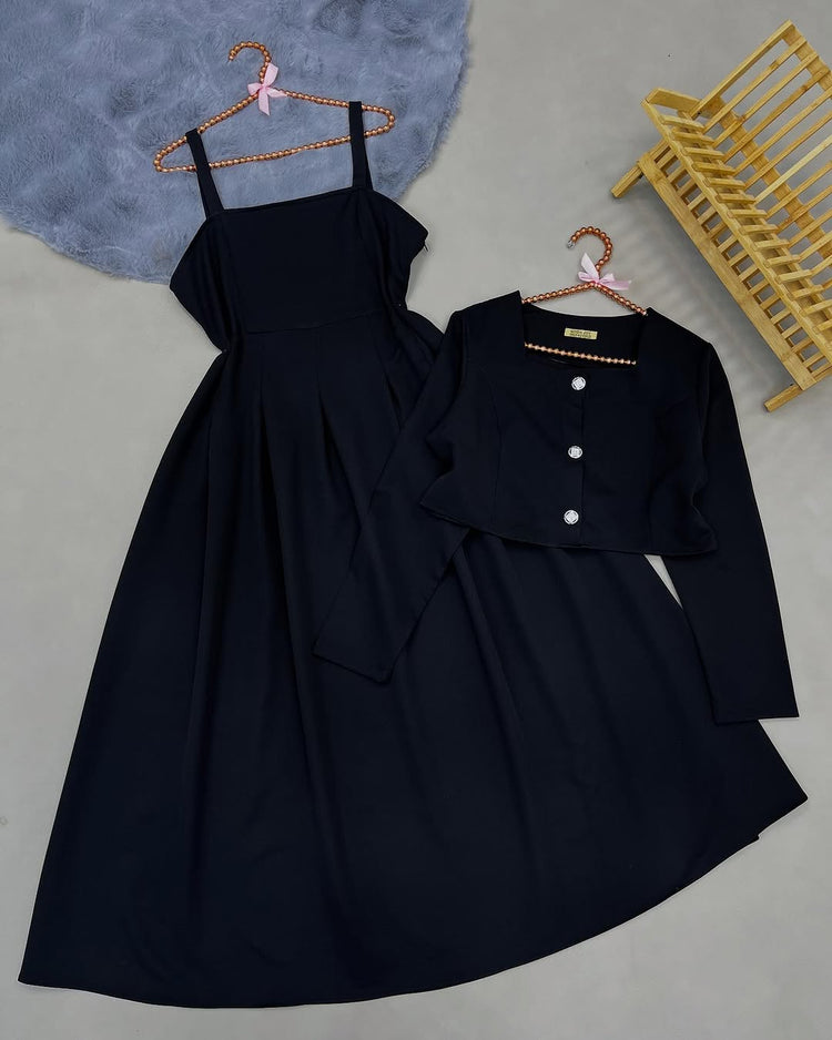 Elegant Two-Piece Flare Dress Set – Double Georgette