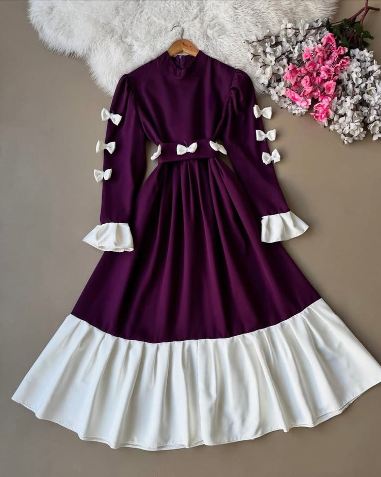 Maxi Dress with Bow Detail – Double Georgette