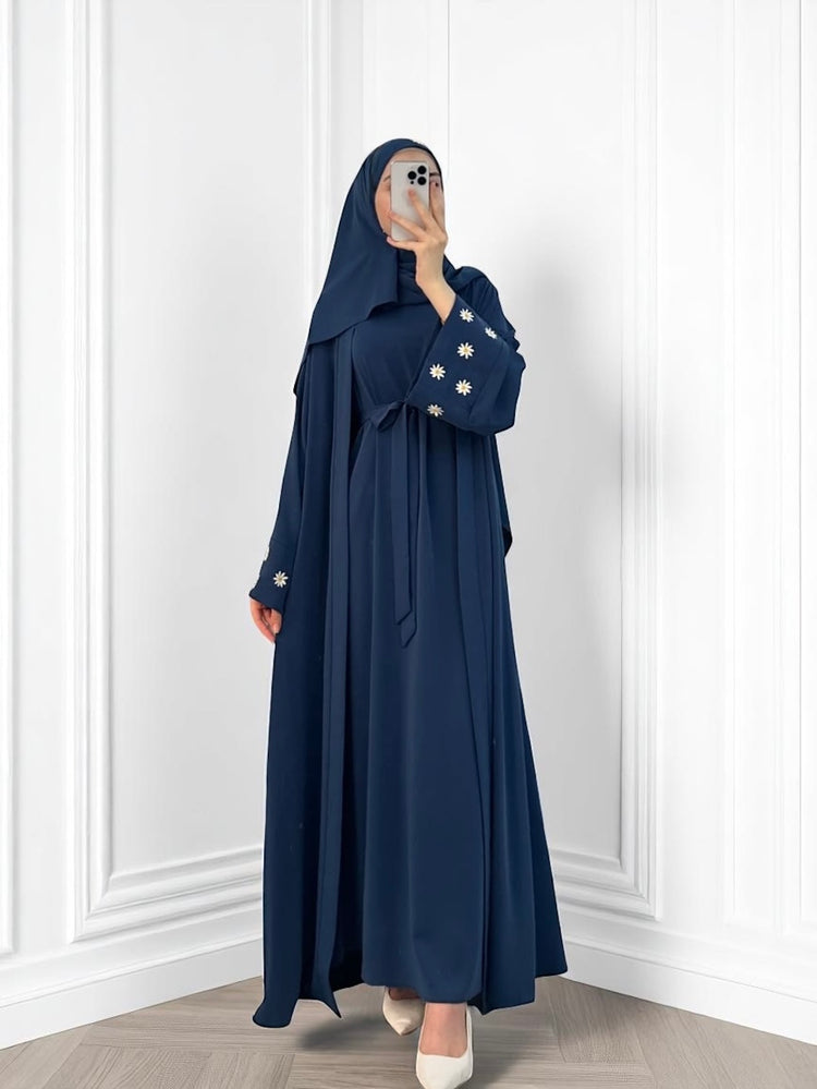 Flared Daisy Embroidered Gown Set