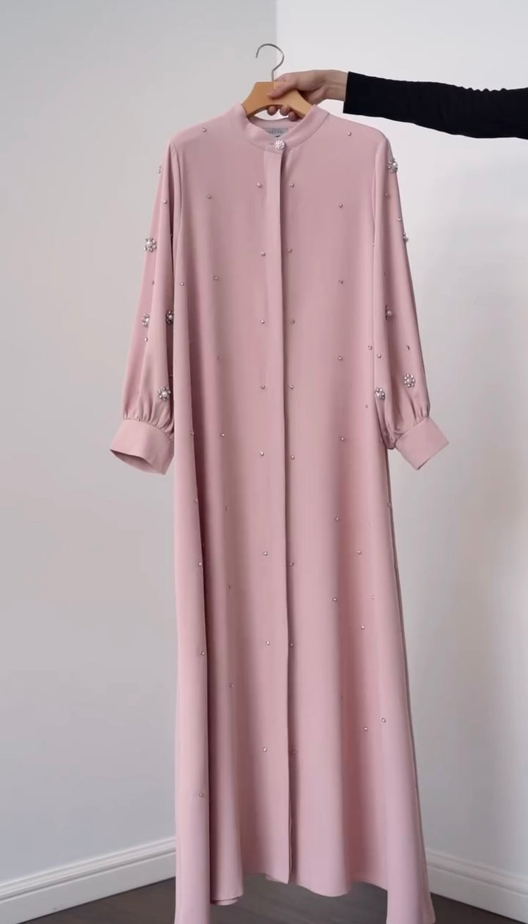 Embellished Pearl Blossom Abaya