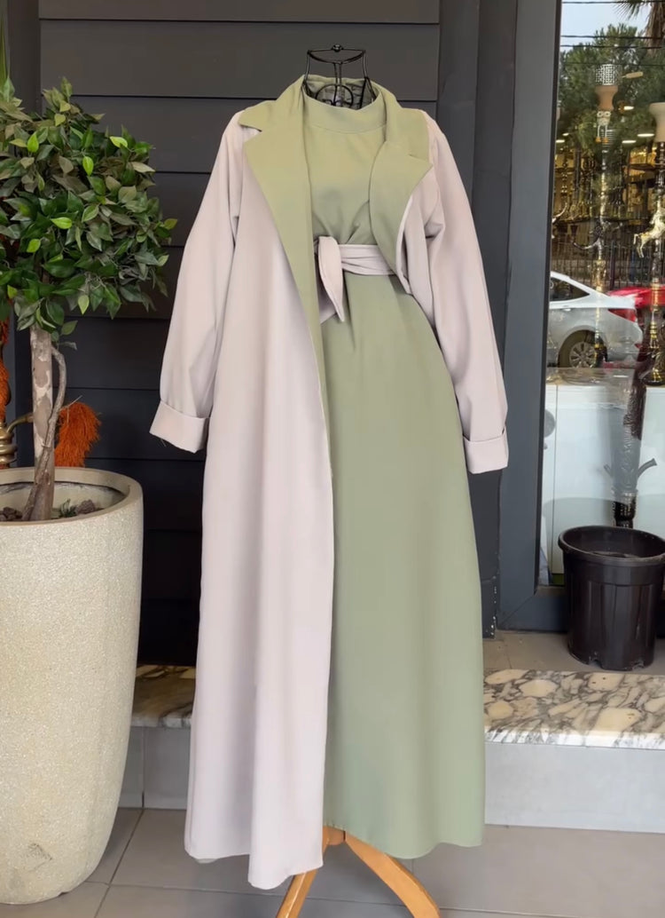 Elegant Double Georgette Inner Dress with Overcoat Gown