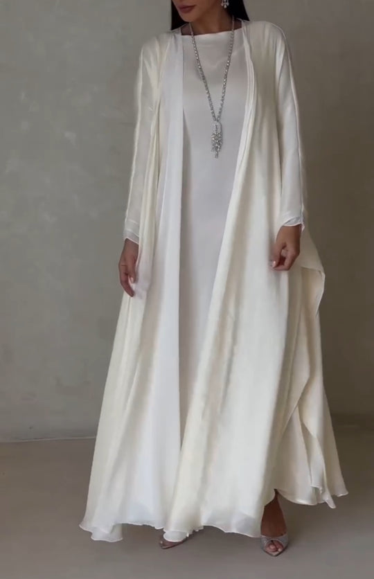 Chiffon Silk Open Abaya with Inner