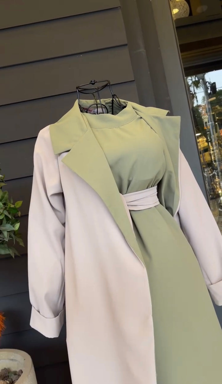 Elegant Double Georgette Inner Dress with Overcoat Gown