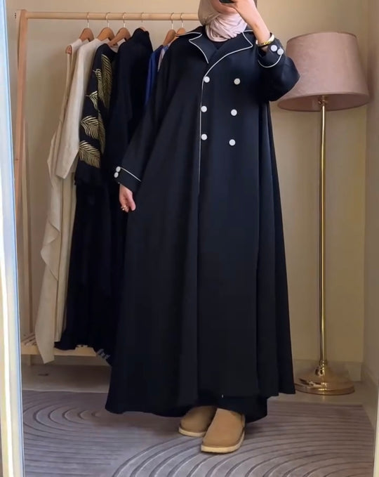 Classic Double-Breasted Georgette Abaya