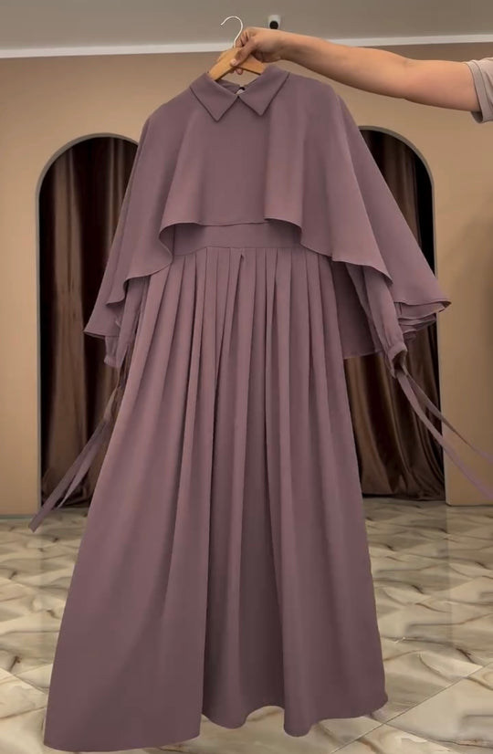 Mauve Two-Piece Cape Abaya – Double Georgette