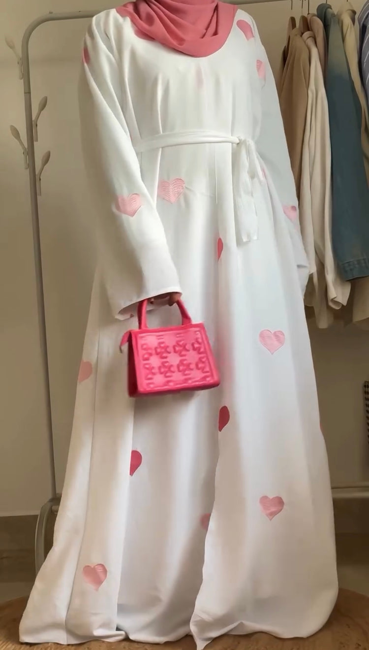 Hearts Embroidered Abaya Set