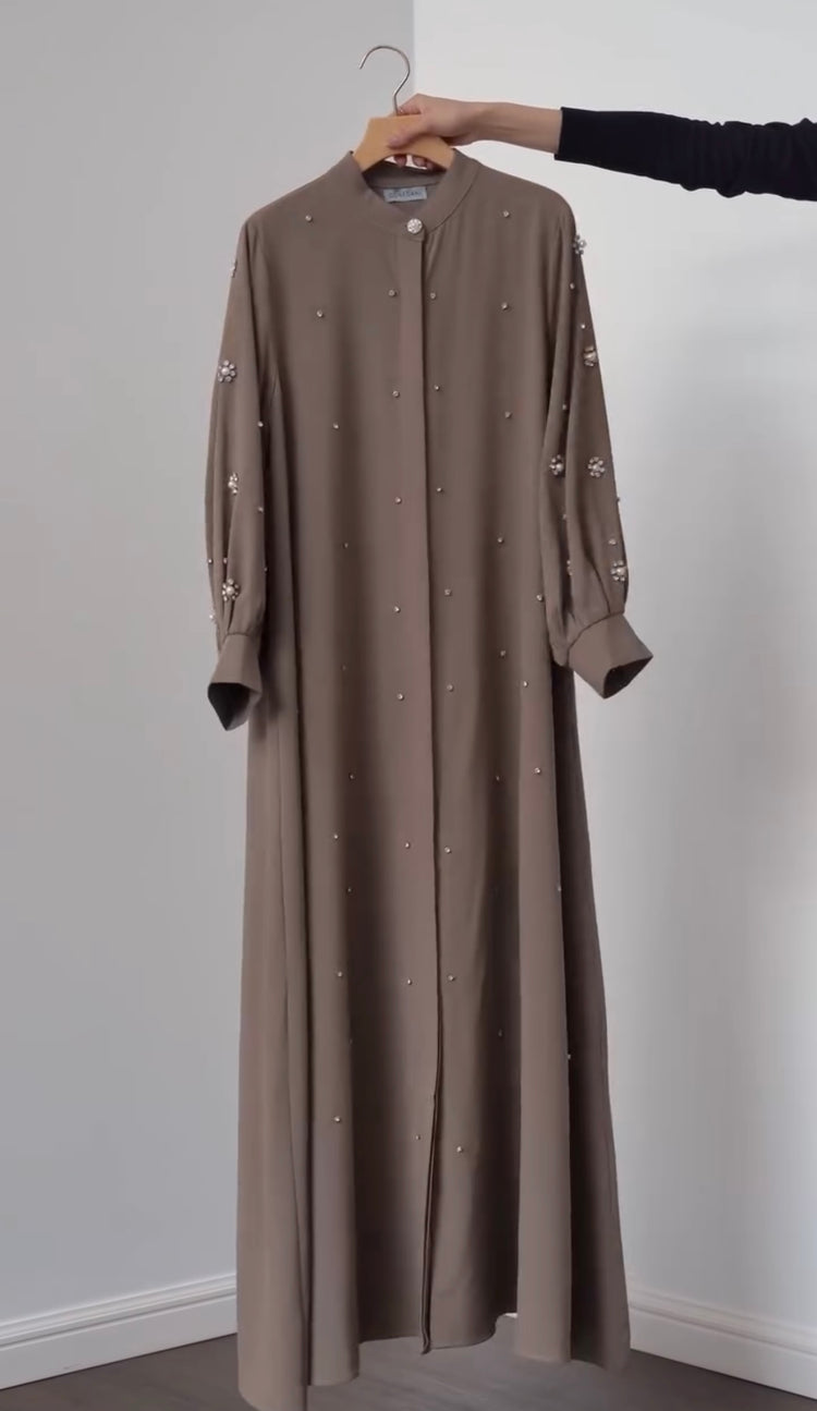 Embellished Pearl Blossom Abaya